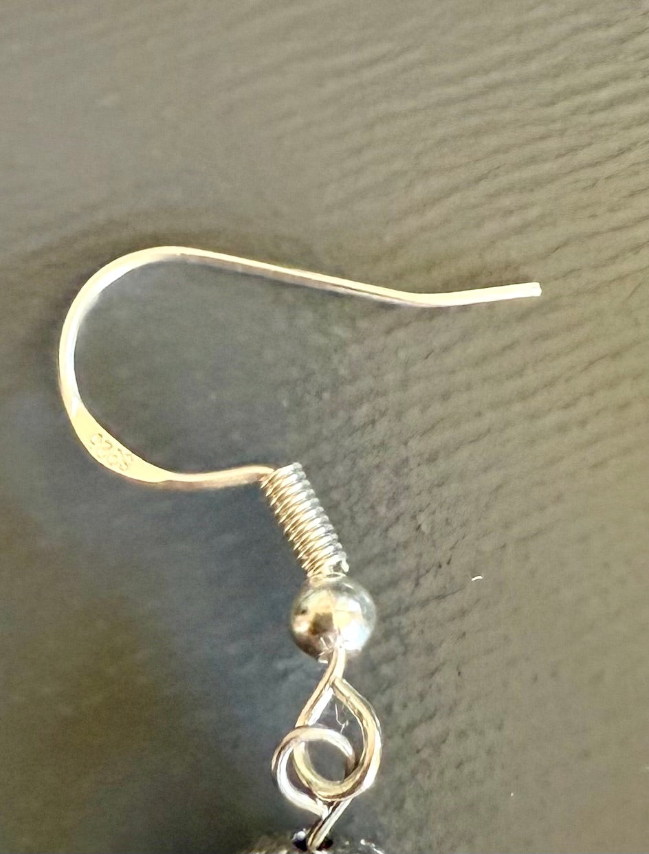 Black Obsidian Heart Charm Earrings.