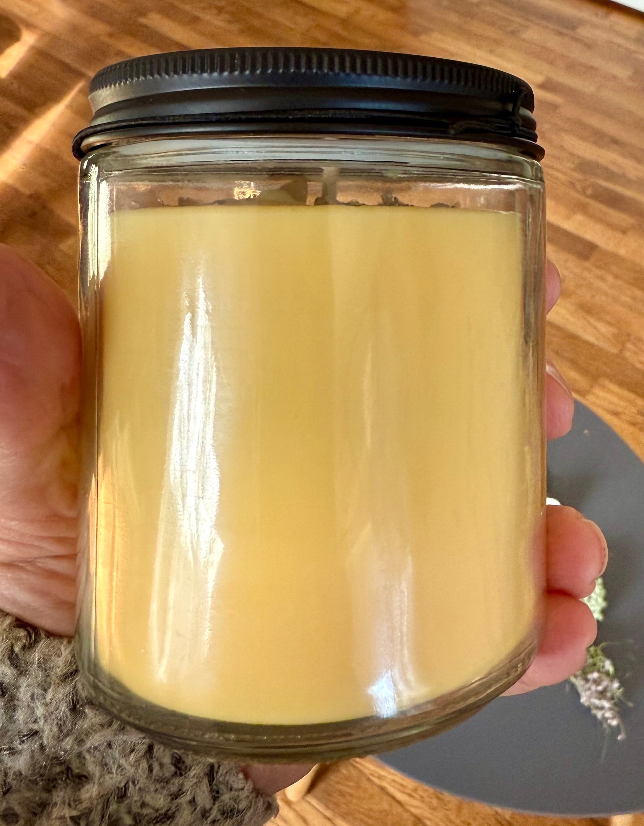 Nag Champa Blessing Candle with Herbs and Crystals.