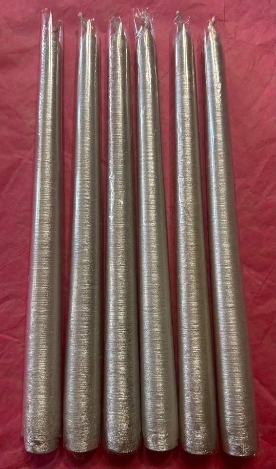 10” Silver Tapered Ritual Candles – Lunar Power • Odin Wisdom • Spiritual Protection