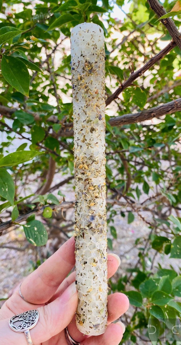 Healing beeswax  Ritual Candle with herbs and oils