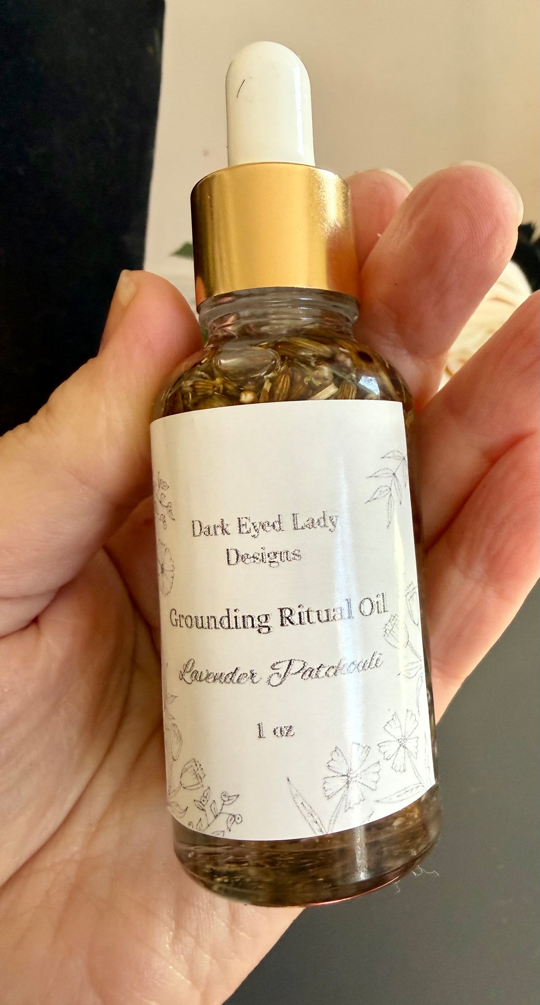 Grounding Ritual Anointing Oil with Lavender and Patchouli Essential Oils, Herbs