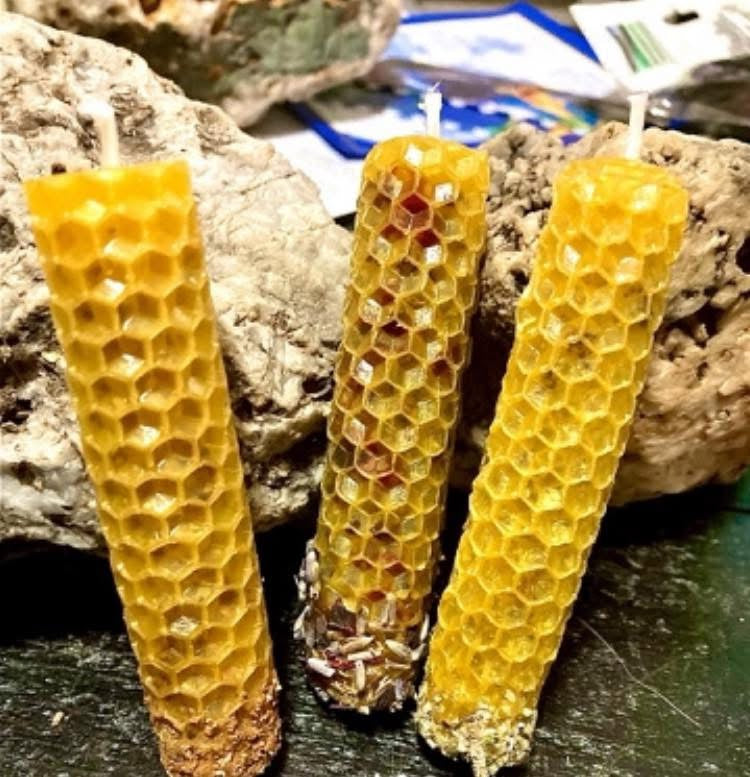 Beeswax herb chime spell candles