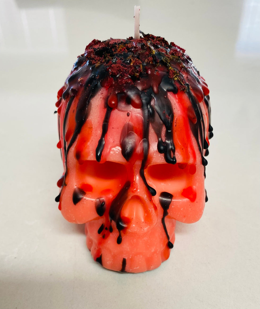 Hand-Dressed Red Skull Ritual Candle – Spirit Work, Transformation &amp; Power