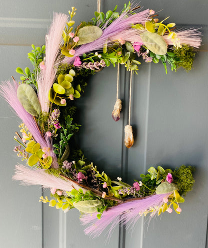 Ostara crescent moon wreath
