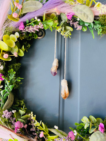 Ostara crescent moon wreath