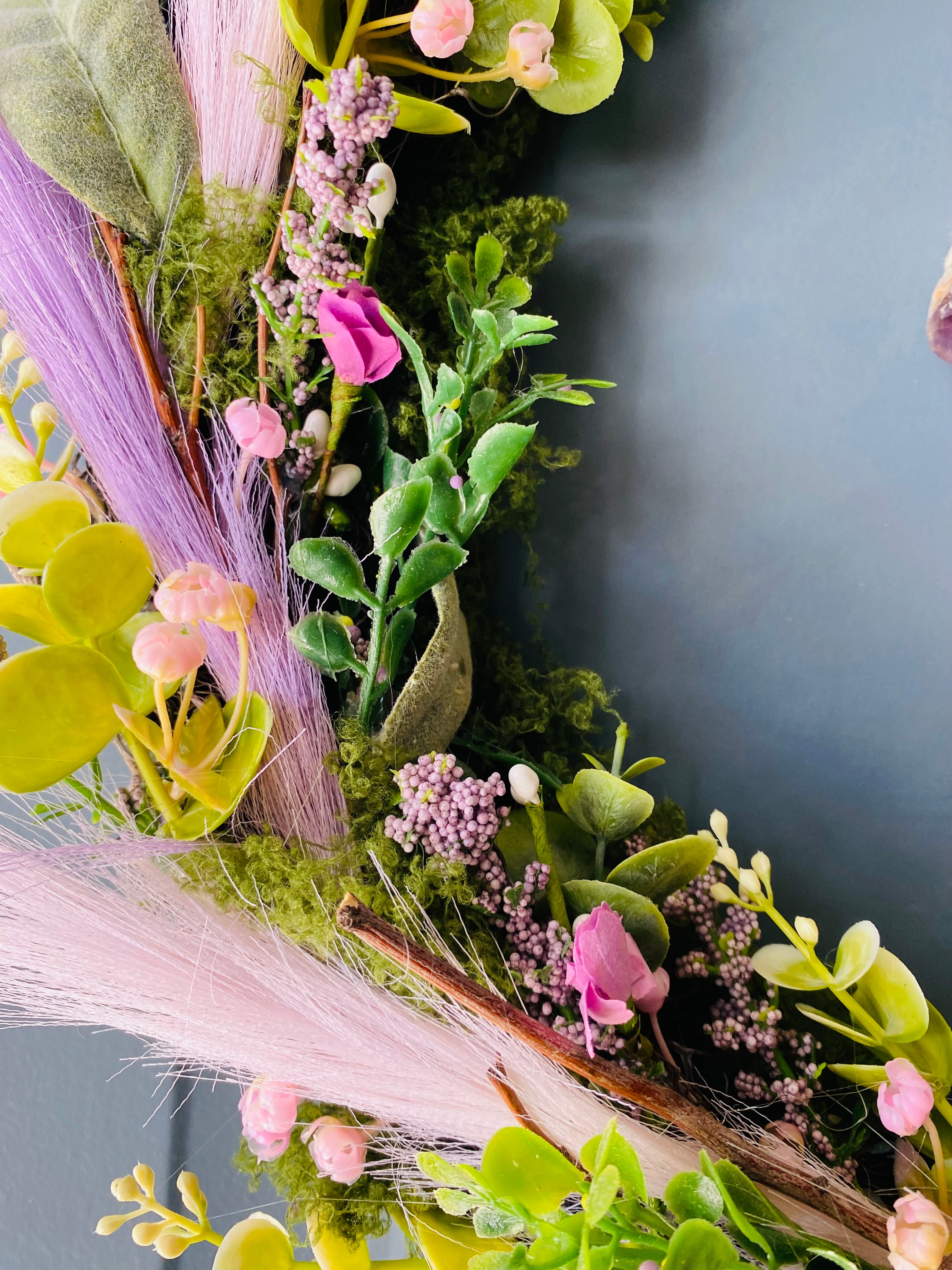 Ostara crescent moon wreath