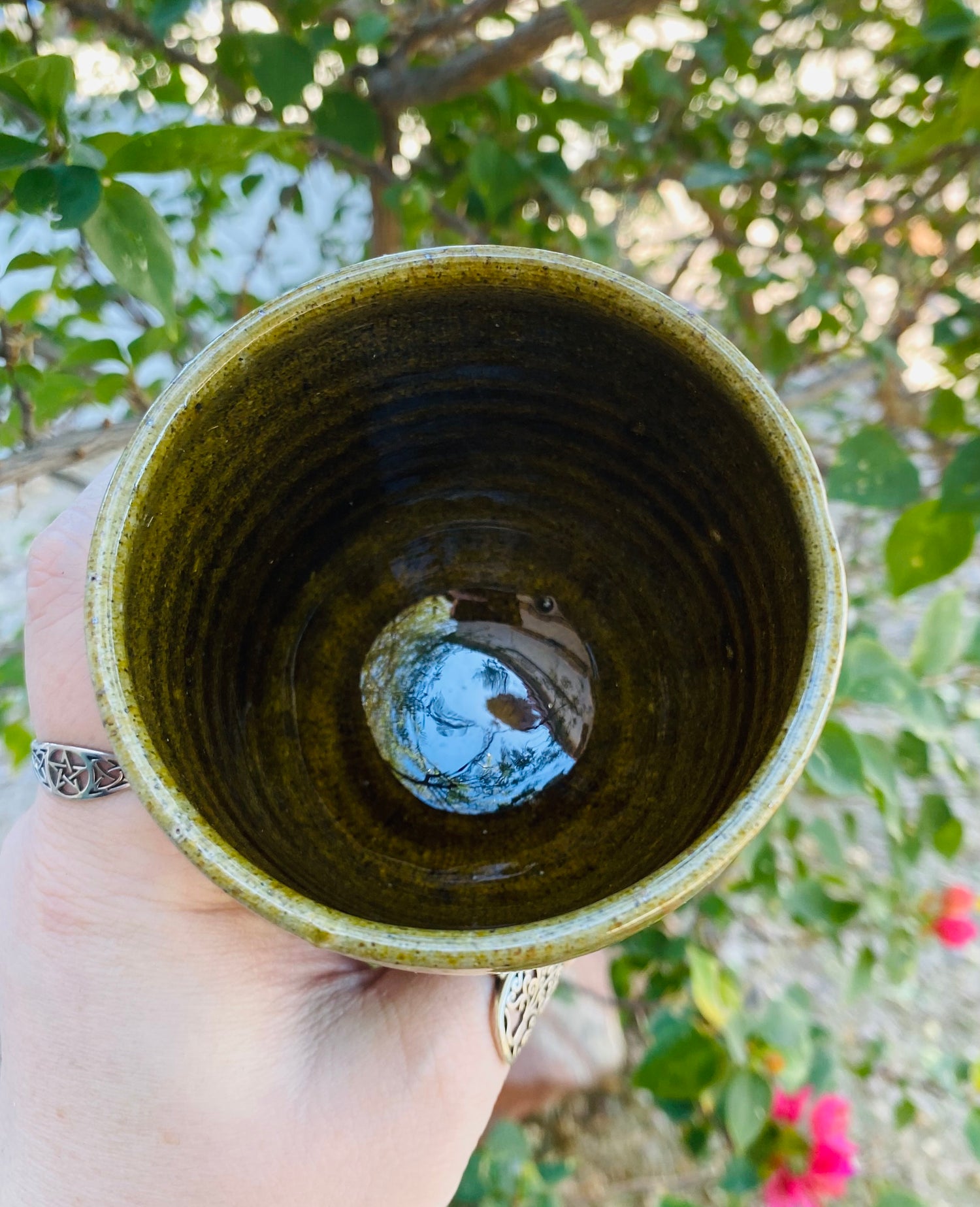 Stoneware offering wine goblet chalice