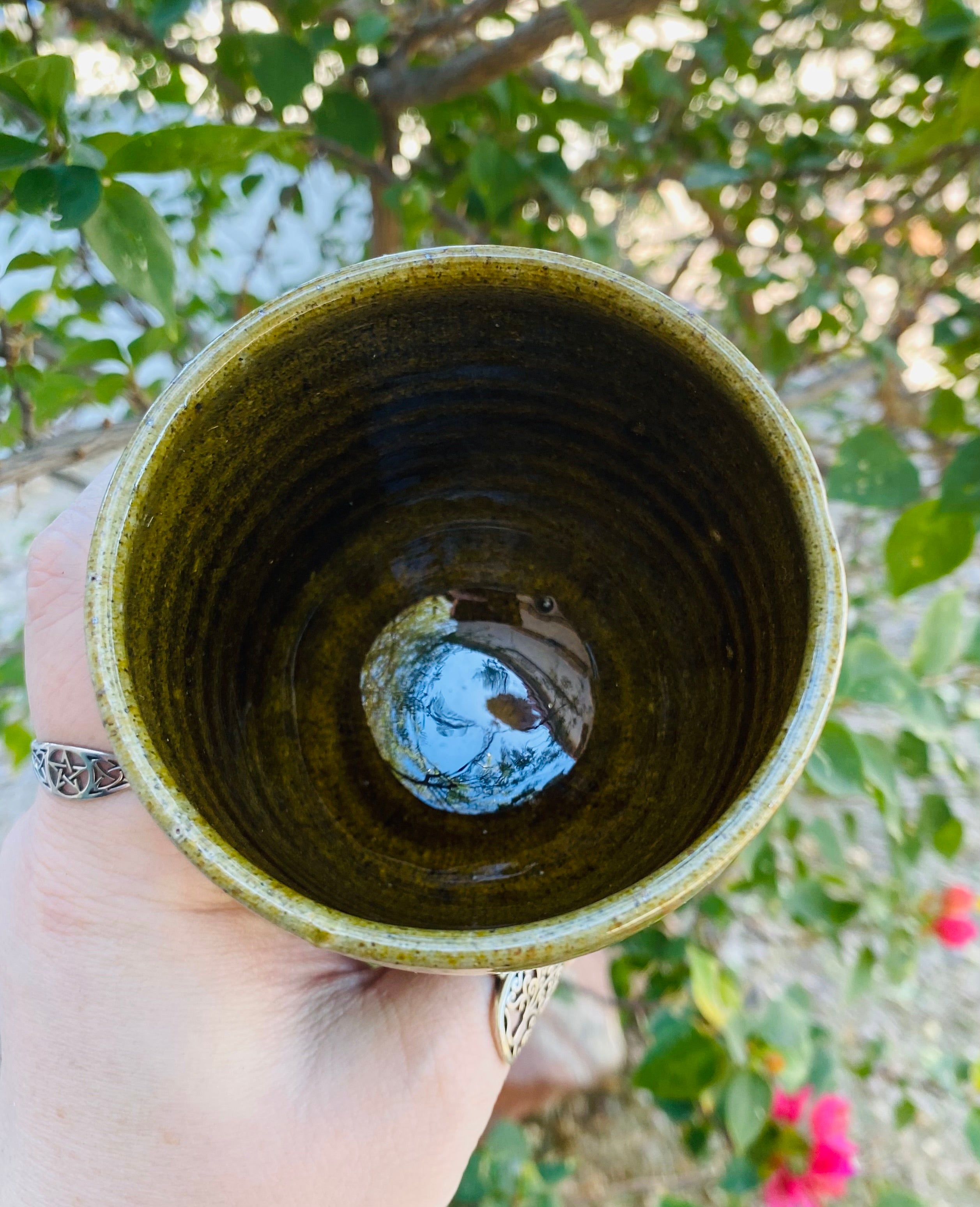 Stoneware offering wine goblet chalice