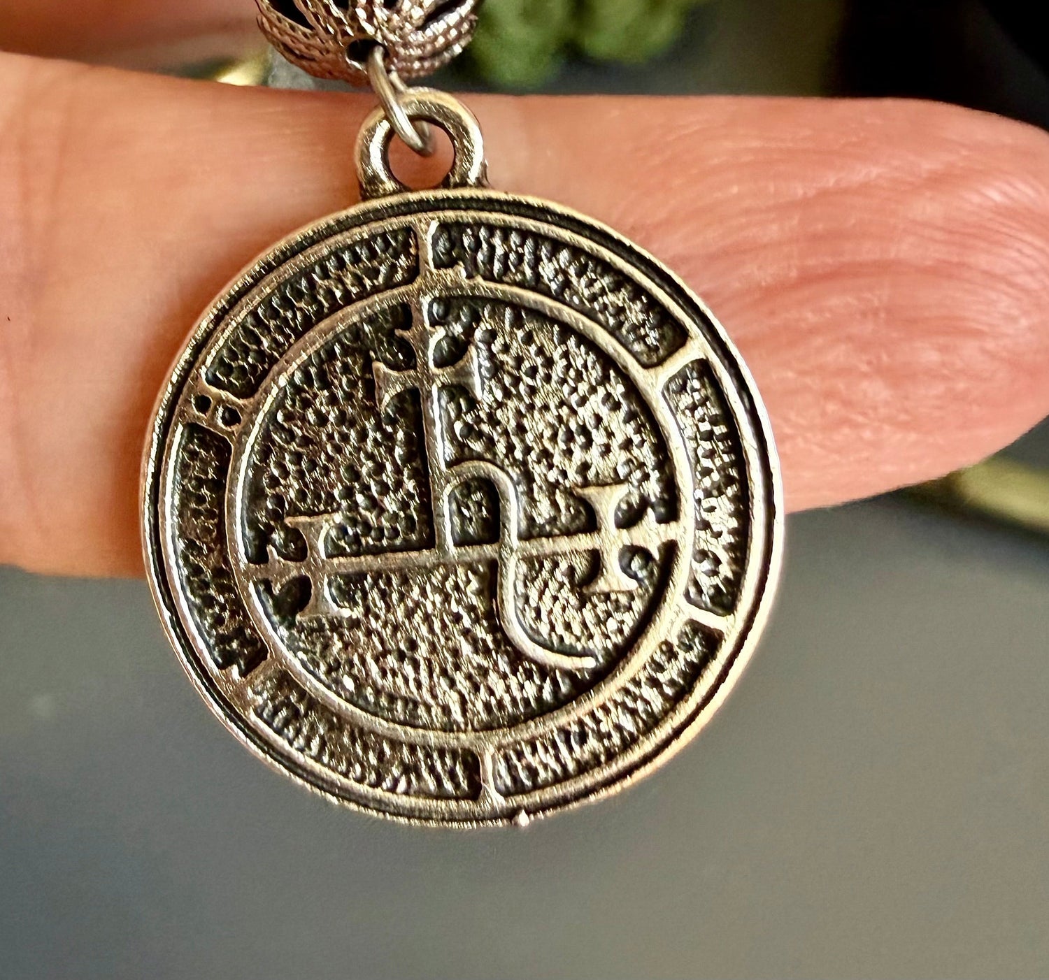 Lilith Sigil Talisman Necklace with Garnet, Obsidian, and Rose Quartz Gemstones