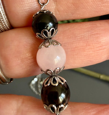 Lilith Sigil Talisman Necklace with Garnet, Obsidian, and Rose Quartz Gemstones