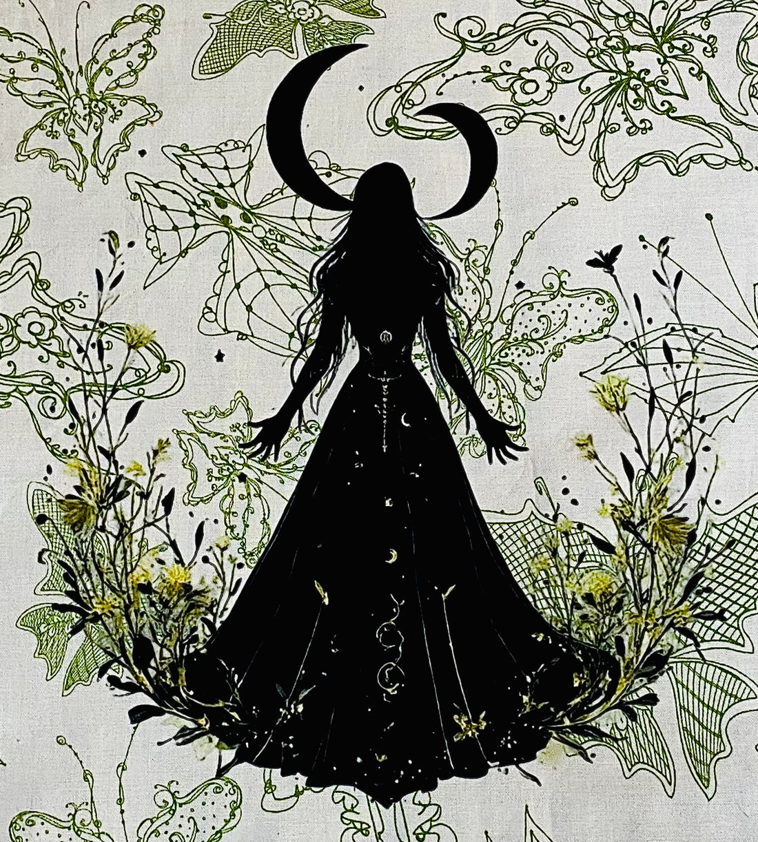 Moon goddess butterfly altar cloth tarot