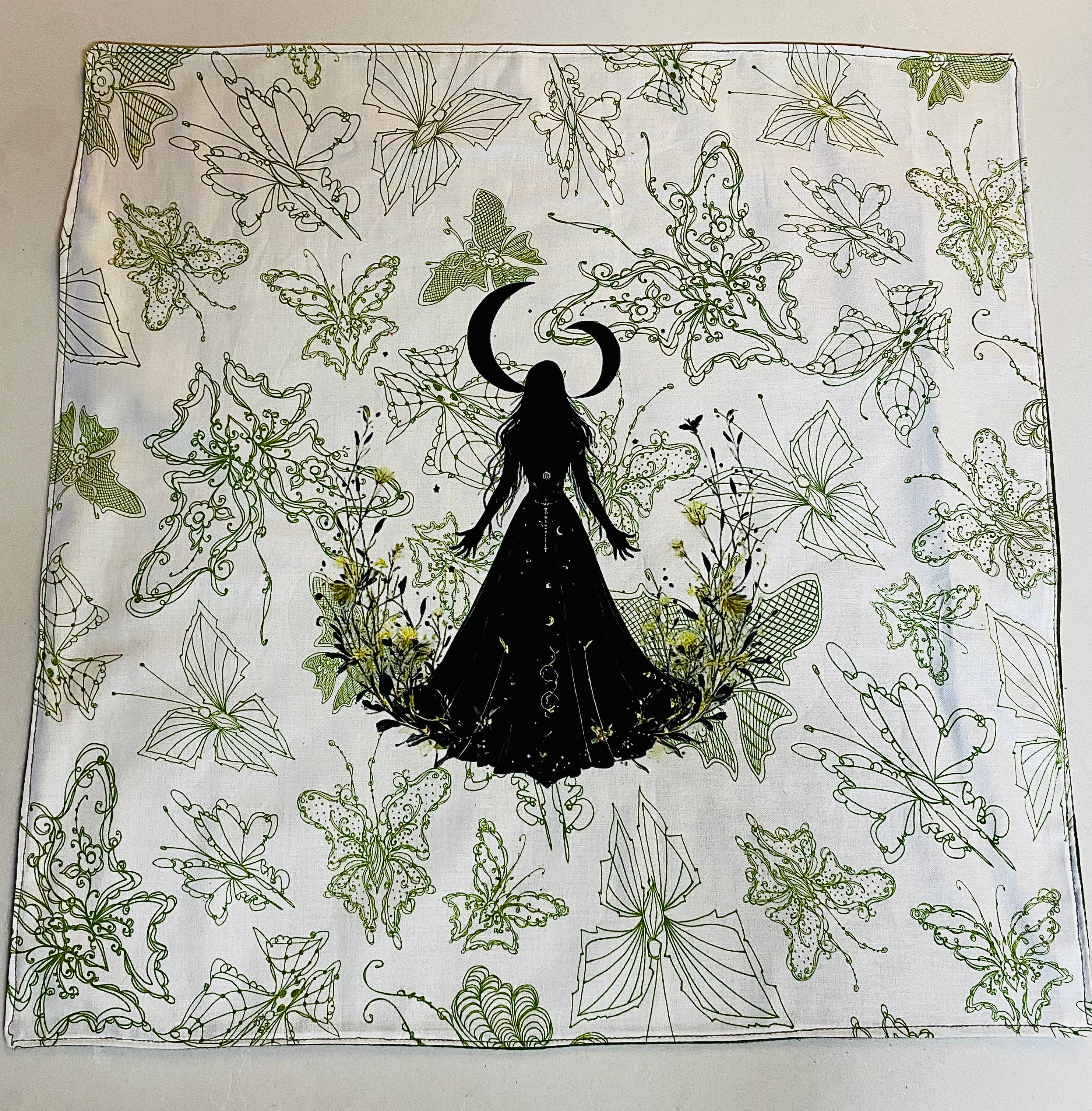 Moon goddess butterfly altar cloth tarot