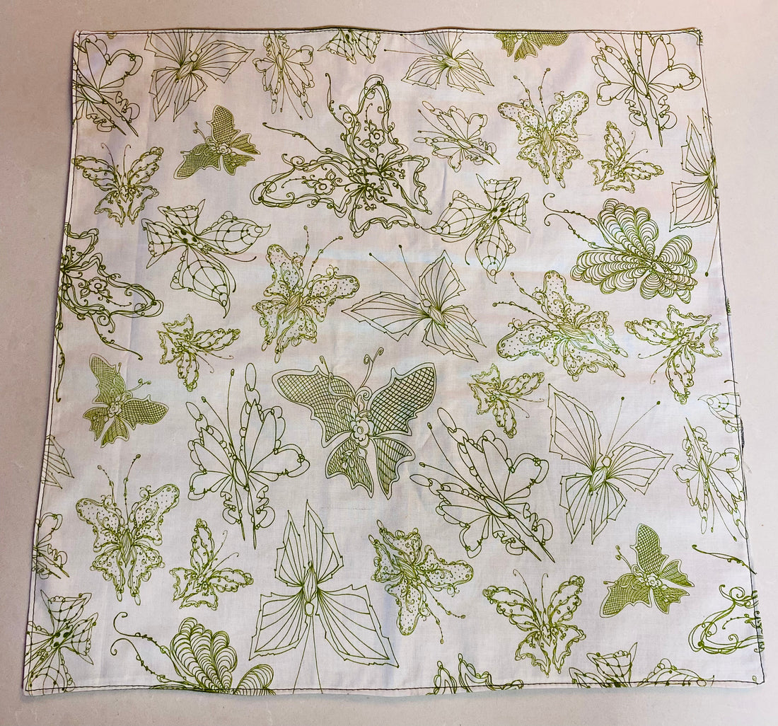 Green Butterfly Altar Cloth | Handmade Tarot Reading Cloth | Cottagecore Witch Decor | Reversible Crystal Grid Cloth