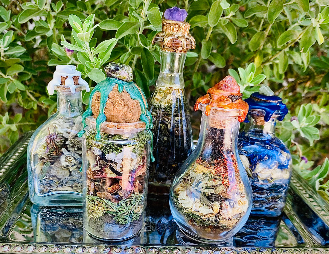 Elemental pentacle corners jars bottles