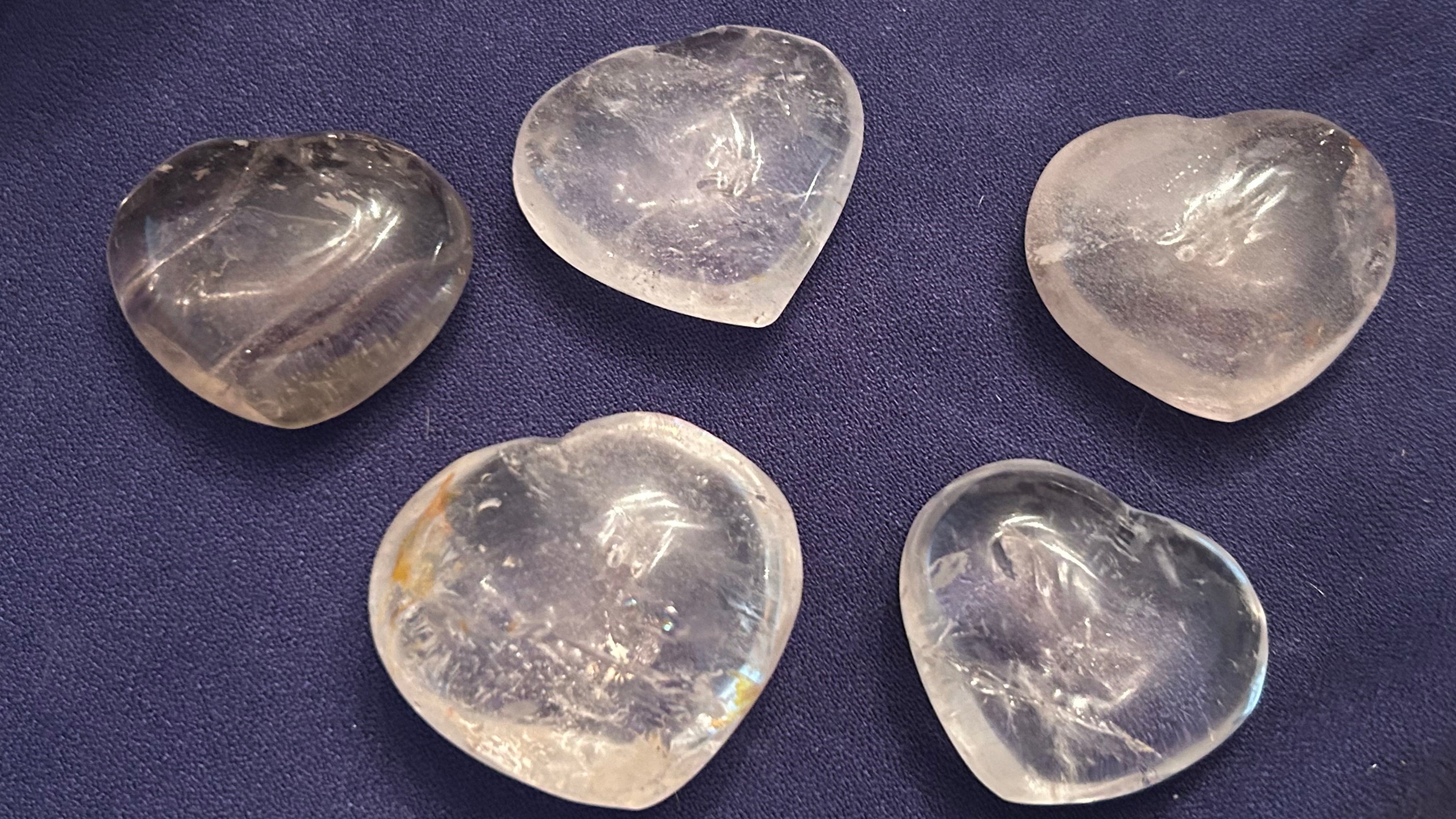 Clear Quartz Heart with Hematite &amp; Rainbows