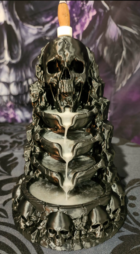 3D Printed Backflow Incense Burner - Skull Mountain