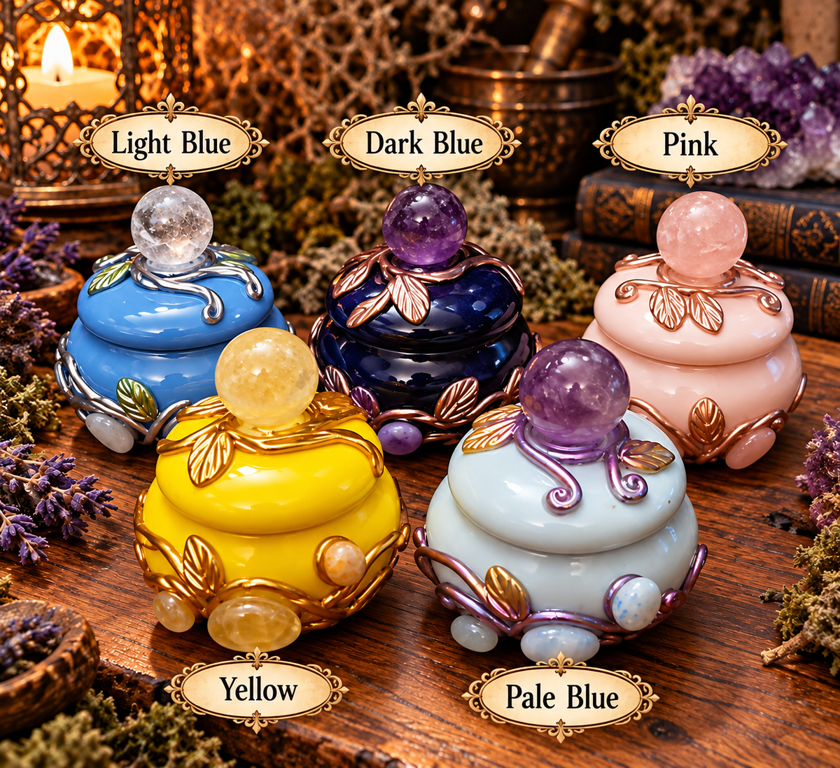 Gemstone Manifestation Jars – Crystal-Topped Wish &amp; Intention Jars