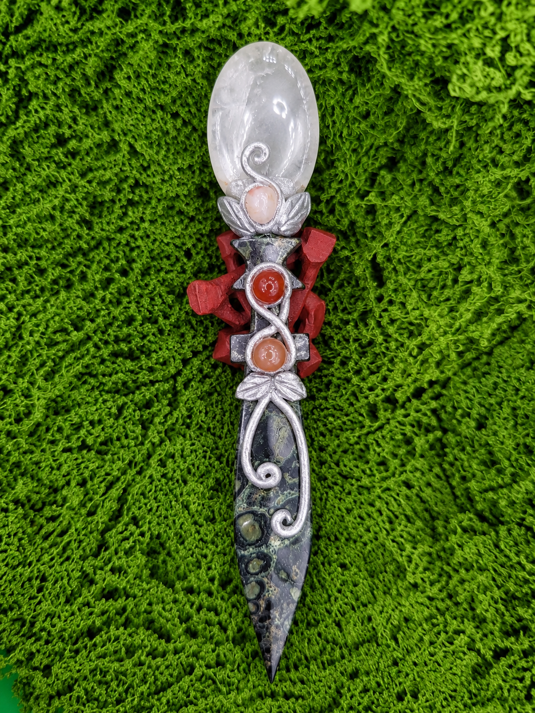 Kambaba Jasper and Clear Quartz Athame
