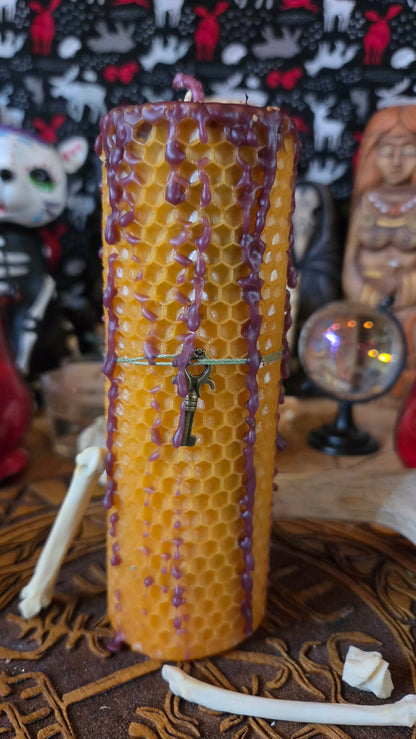 Kick Down the Door Seidr Beeswax Spell Candle - A Flame for Breakthrough, Forceful Movement, and Refusing Continued Delay