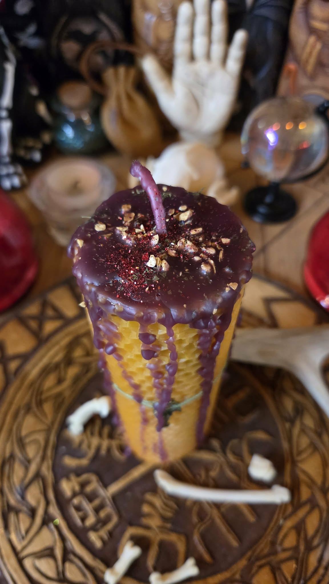 Kick Down the Door Seidr Beeswax Spell Candle - A Flame for Breakthrough, Forceful Movement, and Refusing Continued Delay