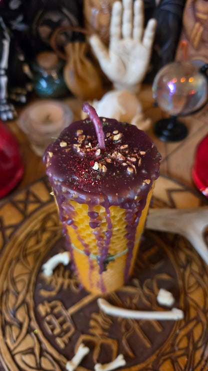 Kick Down the Door Seidr Beeswax Spell Candle - A Flame for Breakthrough, Forceful Movement, and Refusing Continued Delay