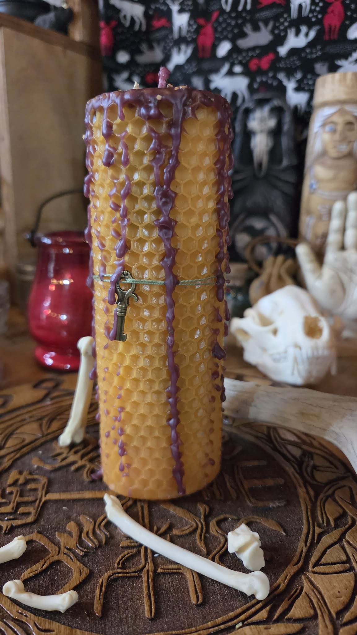 Kick Down the Door Seidr Beeswax Spell Candle - A Flame for Breakthrough, Forceful Movement, and Refusing Continued Delay