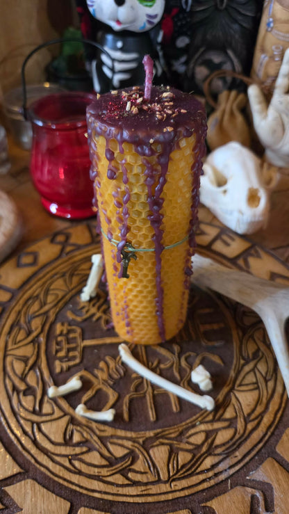 Kick Down the Door Seidr Beeswax Spell Candle - A Flame for Breakthrough, Forceful Movement, and Refusing Continued Delay