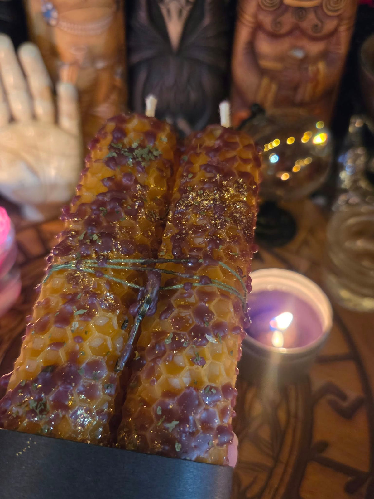 Kick Down the Door Seidr Beeswax Spell Candles - A Flame for Breakthrough, Forceful Movement, and Refusing Continued Delay