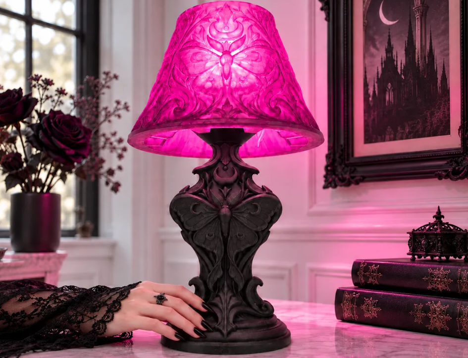 Deathmoth Moon 3D Printed Lamp with Translucent Shade