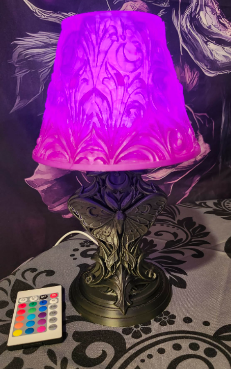 Deathmoth Moon 3D Printed Lamp with Translucent Shade