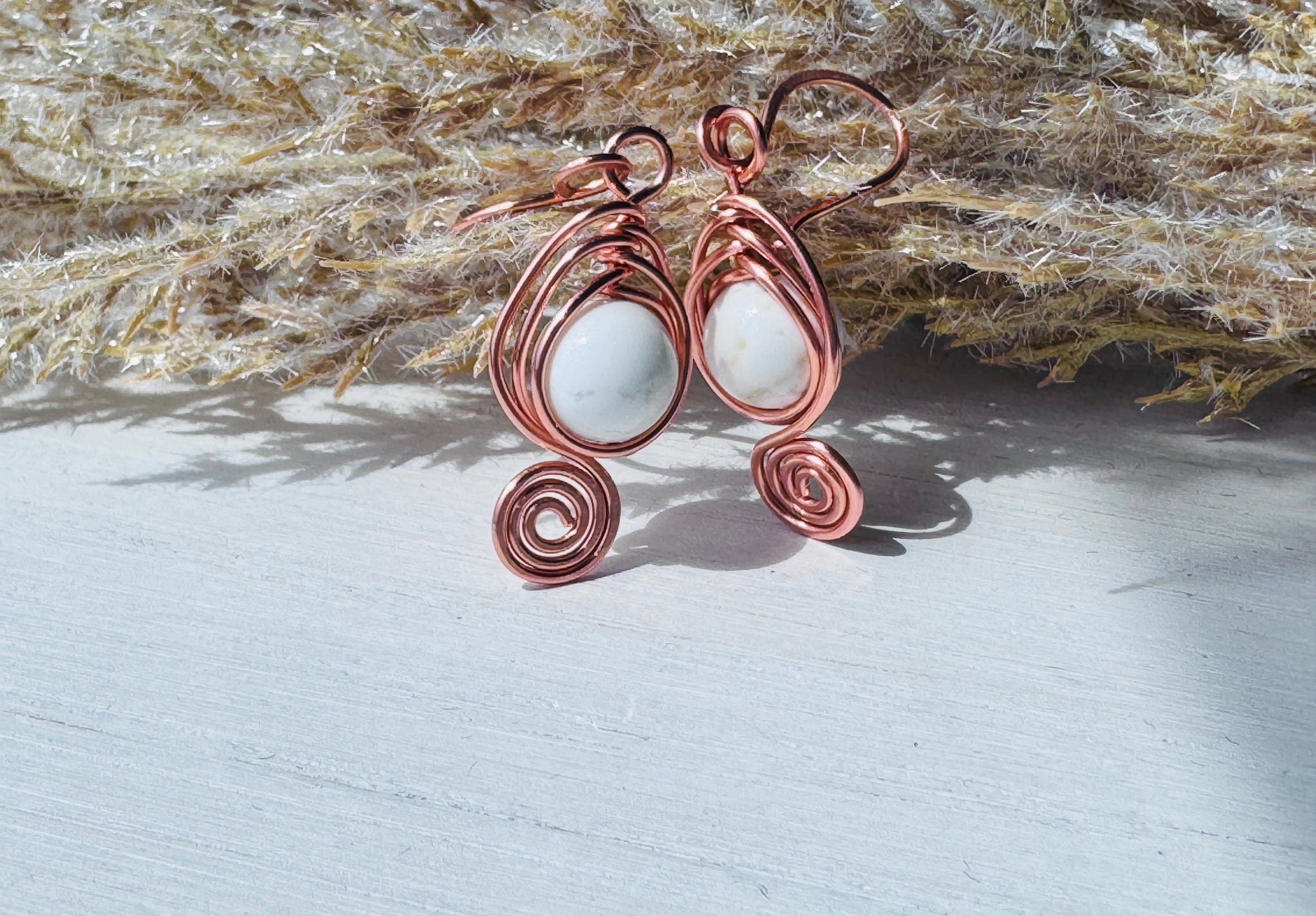 Copper Earrings wtih Magnesite Gemstones