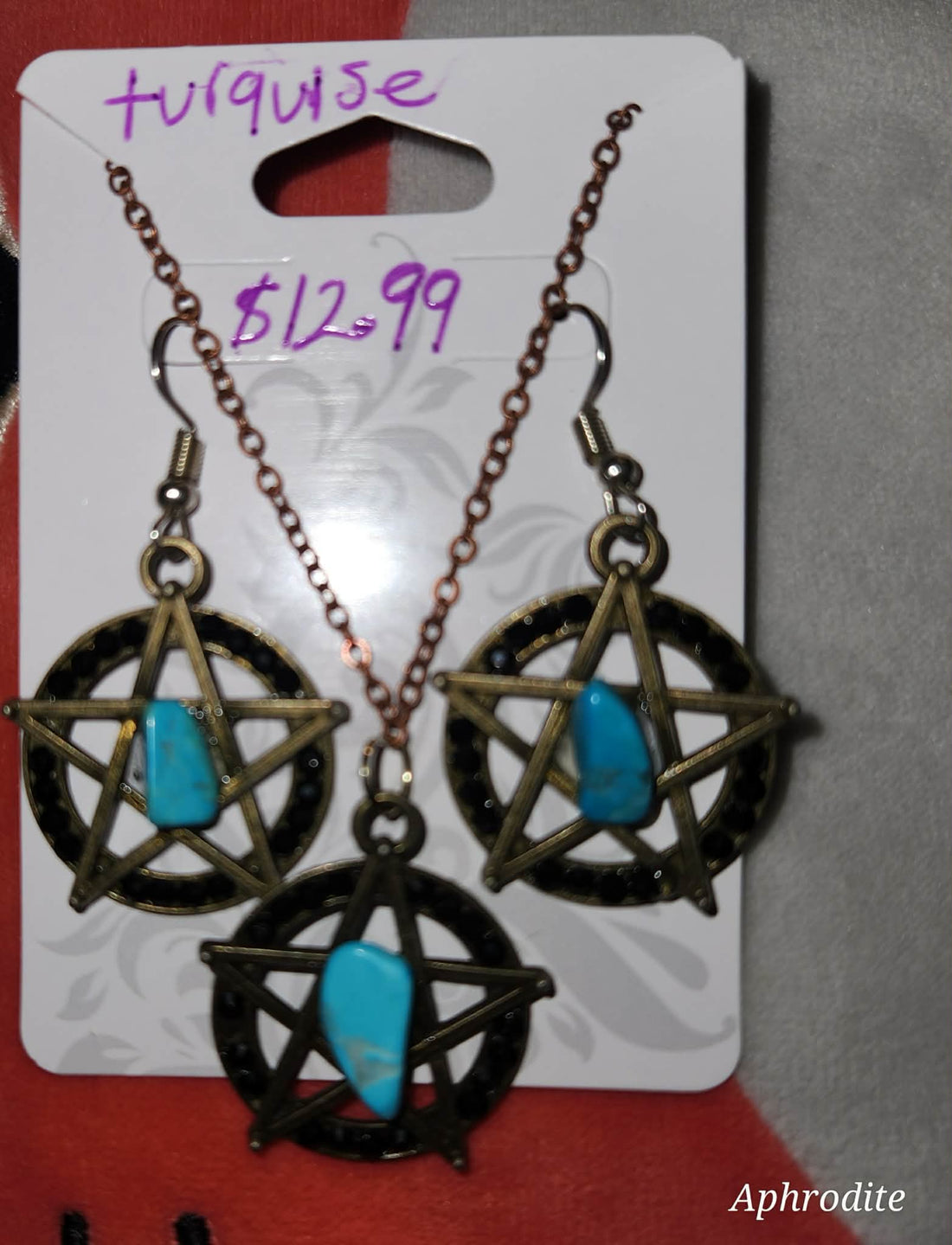 Pentacle and crystal jewelry set