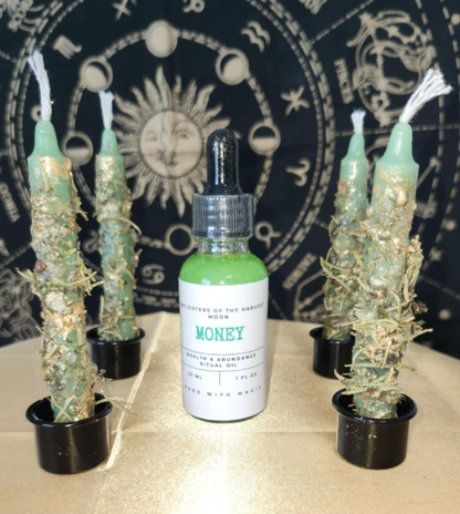 Attract Money and Abundance Witchcraft Made manifestation candles &amp; Ritual Oil.