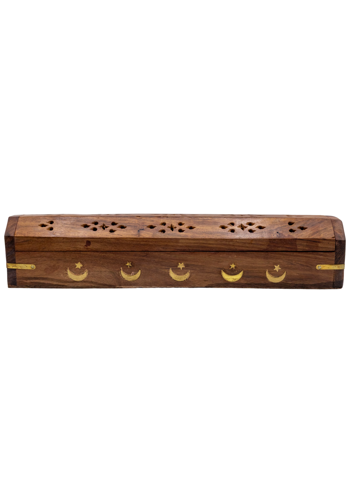 Brass Inlay Moon &amp; stars Coffin Incense Burner