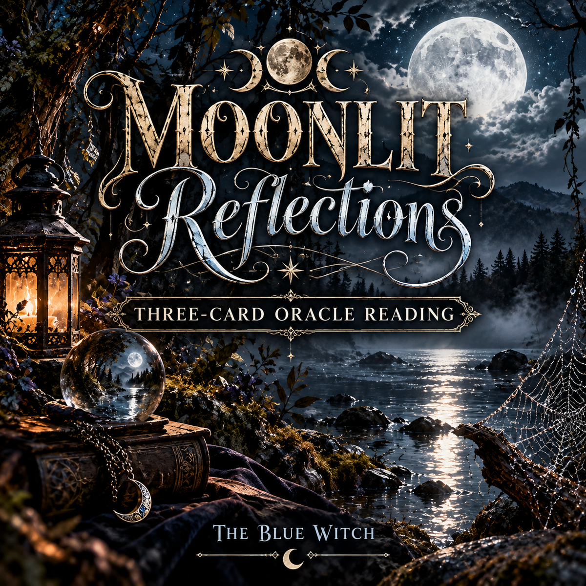 Moonlit Reflections- 3 Card Past, Present, and Future Oracle Reading