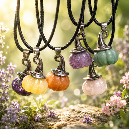 Natural Stone-Colored Pumpkin Witch Hat Pendants