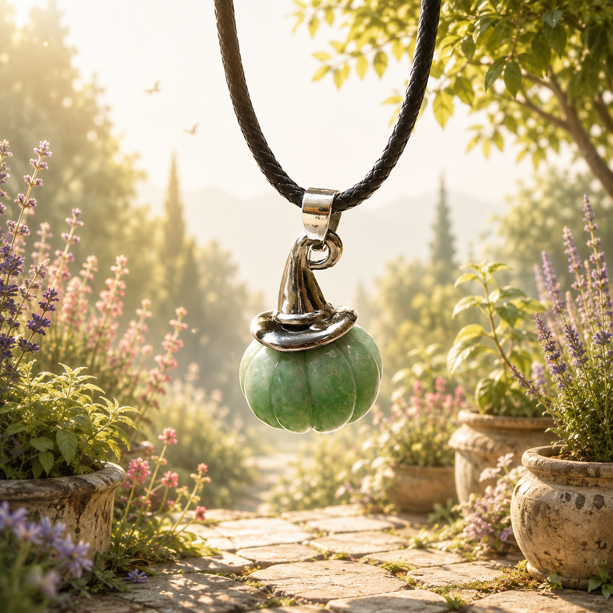 Natural Stone-Colored Pumpkin Witch Hat Pendants
