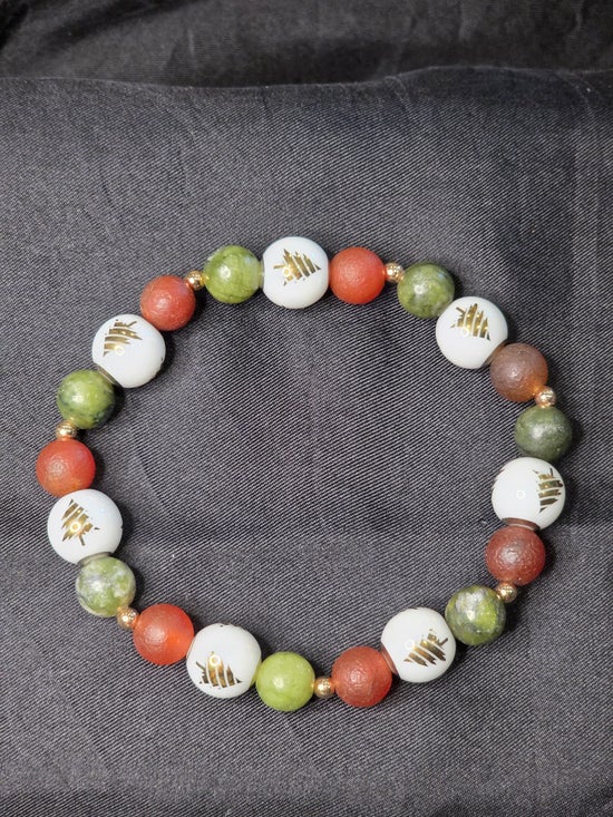 Christmas Tree/ Frosted Agate/ Green Jade