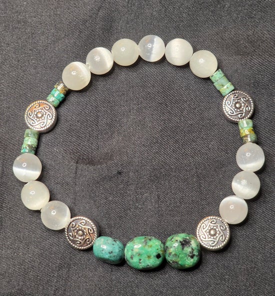 African Turquoise Jasper/ Selenite
