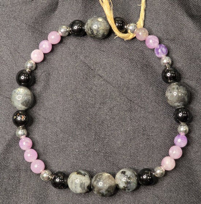 Black Tourmaline/ Larvikite/ Lepidolite