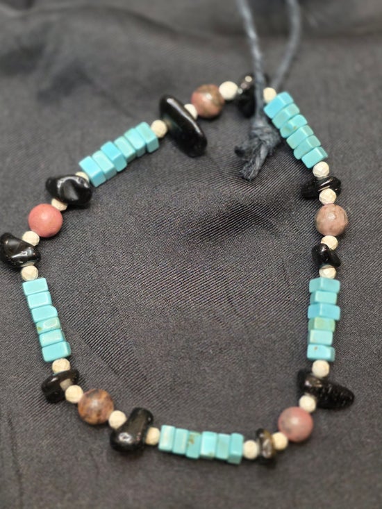 Black Obsidian/ Howlite/ Rhodonite/ Turquoise (fake)