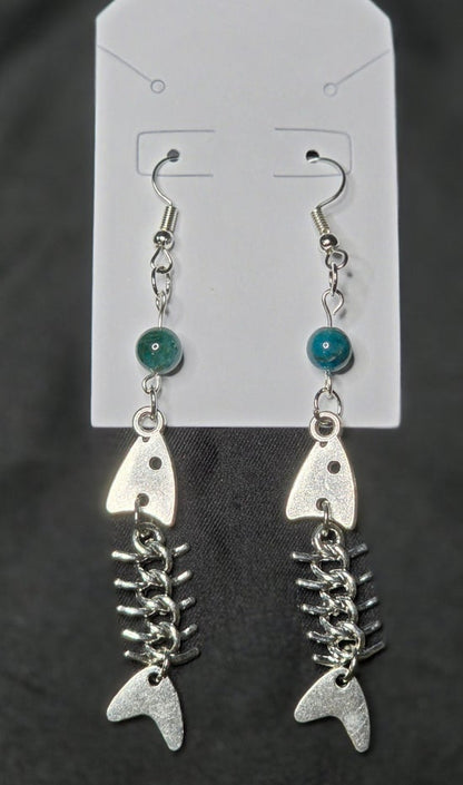 Fish Bones Earrings with Apatite