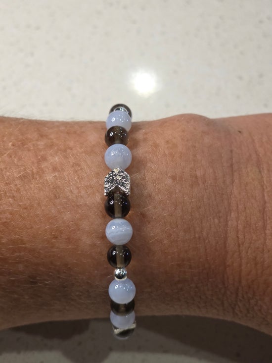 Blue Lace Agate/ Smokey Quartz
