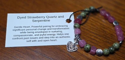 Dyed Strawberry Quartz/ Serpentine