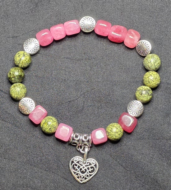 Dyed Strawberry Quartz/ Serpentine