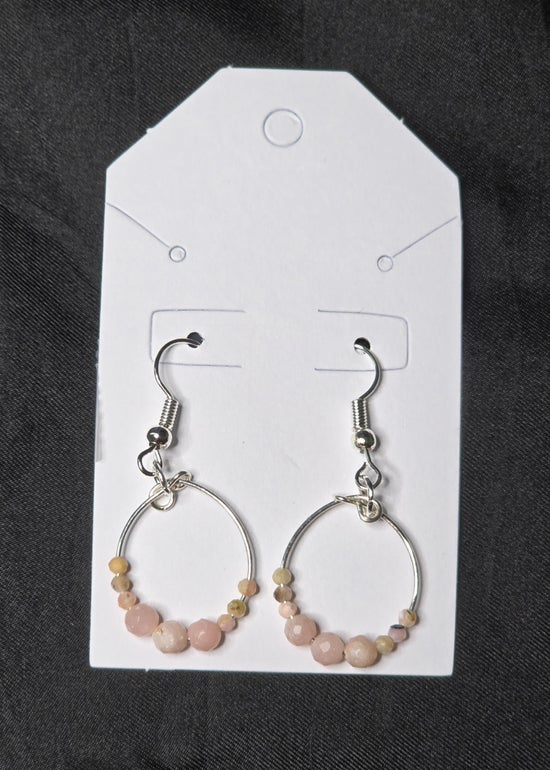 Pink Opal Hoop Earrings
