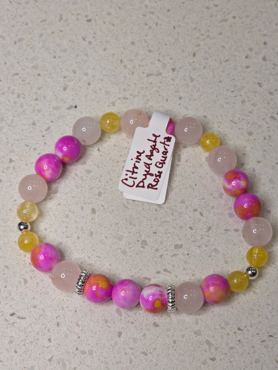 Citrine/ Dyed Agate (Pink/Yellow)/ Rose Quartz
