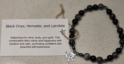Black Onyx/ Hematite/ Larvikite