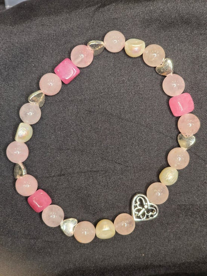 Dyed Strawberry Quartz/ Pearl/ Heart