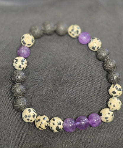 Amethyst/ Dalmation Jasper/ Lava Rock